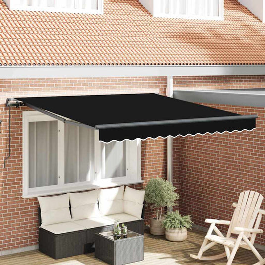 Vidaxl inklapbaar zonnescherm zwart 300 x 250 cm polyester en staal