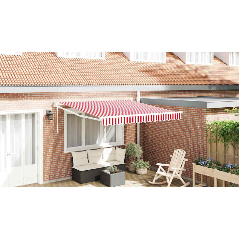 Load image into Gallery viewer, Vidaxl inklapbaar zonnescherm rood en wit 350 x 250 cm

