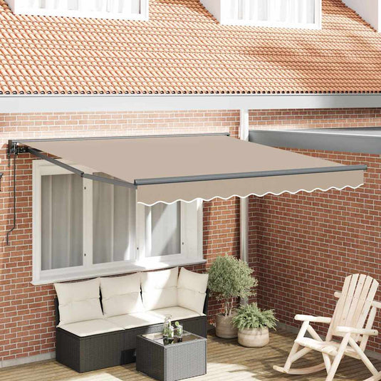 Vidaxl inklapbaar zonnescherm beige 350 x 250 cm polyester en metaal