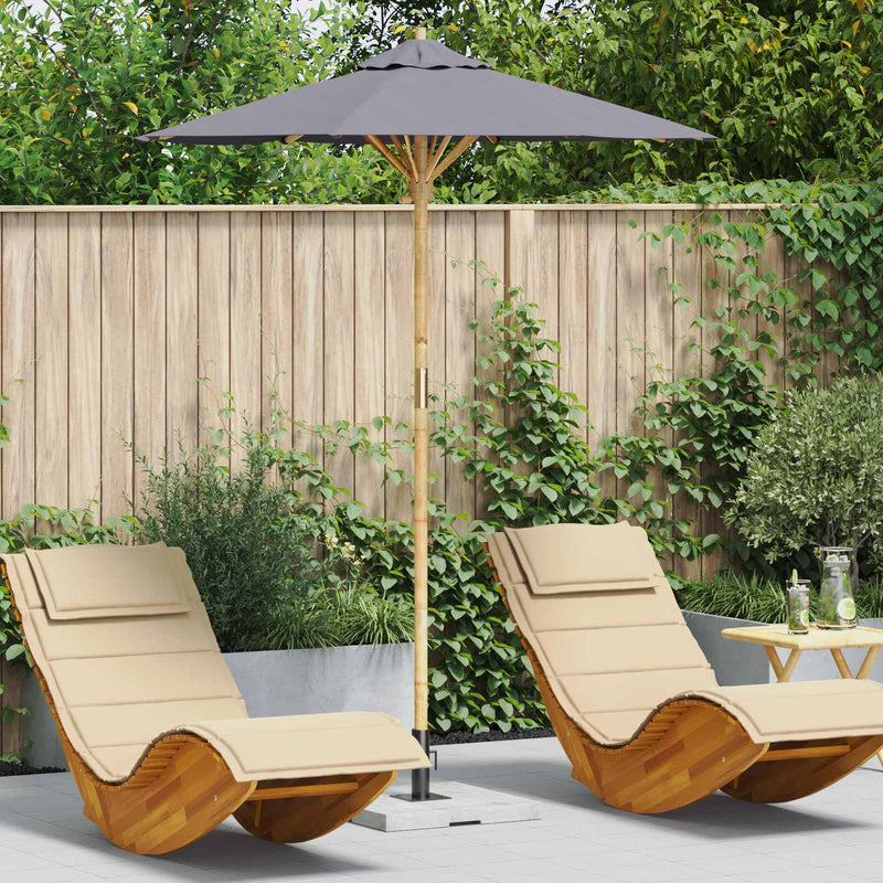 Load image into Gallery viewer, Vidaxl tuinparasol rond ø 180 x 230 cm bamboe donkergrijs
