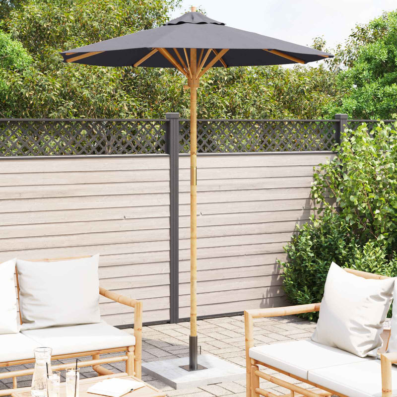 Load image into Gallery viewer, Vidaxl tuinparasol rond ø 180 x 230 cm bamboe donkergrijs
