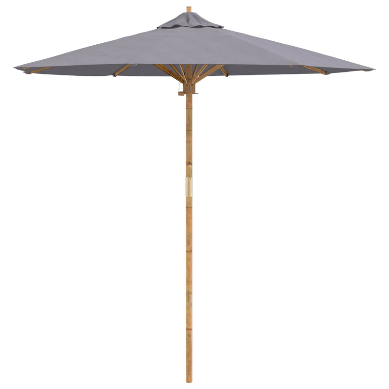 Load image into Gallery viewer, Vidaxl tuinparasol rond ø 217 x 230 cm bamboe donkergrijs
