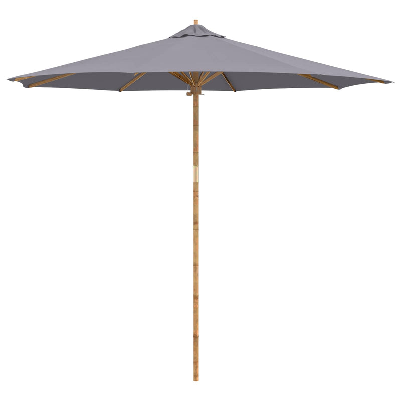 Load image into Gallery viewer, Vidaxl tuinparasol rond ø 270 x 260 cm bamboe donkergrijs
