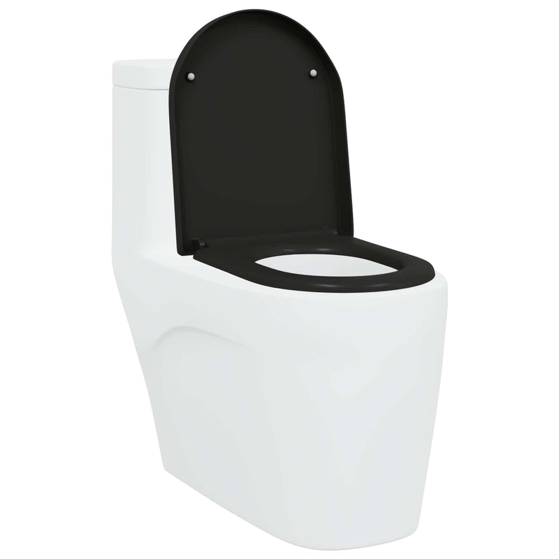 Load image into Gallery viewer, Vidaxl toiletzitting zwart 49 x 36 x 4 cm duroplast
