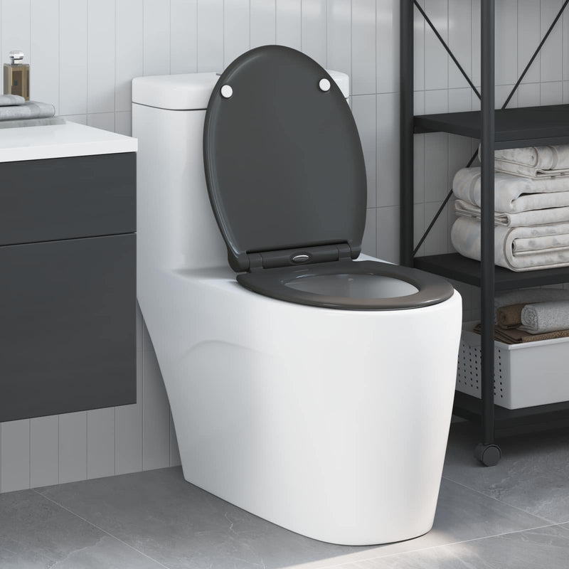 Load image into Gallery viewer, Vidaxl toiletzitting antraciet 47 x 37,5 x 3,8 cm duroplast

