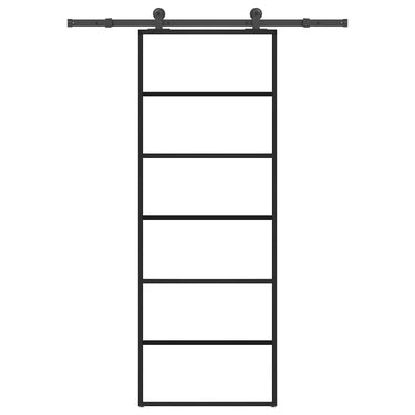Vidaxl schuifdeur met beslag 76x205 cm esg-glas en aluminium