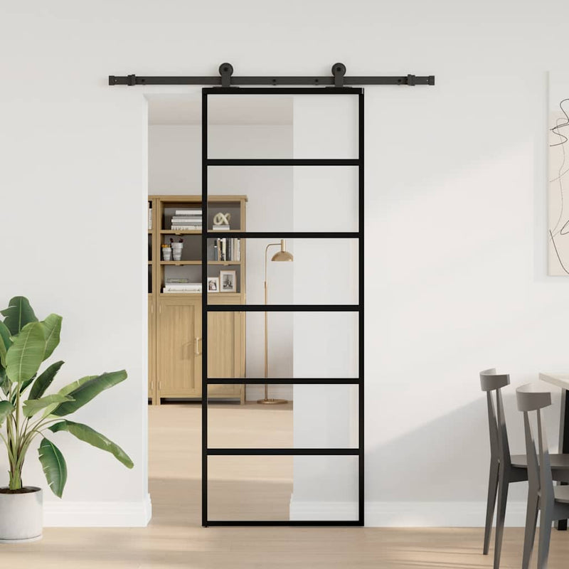 Load image into Gallery viewer, Vidaxl schuifdeur met beslag 76x205 cm esg-glas en aluminium
