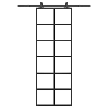Vidaxl schuifdeur met beslag 76x205 cm esg-glas en aluminium