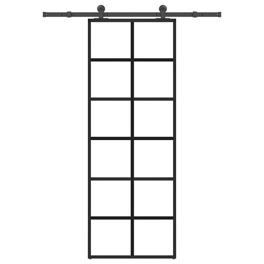 Vidaxl schuifdeur met beslag 76x205 cm esg-glas en aluminium