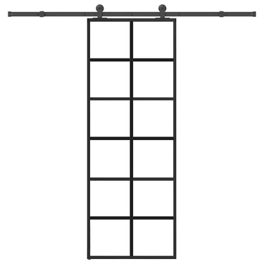 Vidaxl schuifdeur met beslag 76x205 cm esg-glas en aluminium