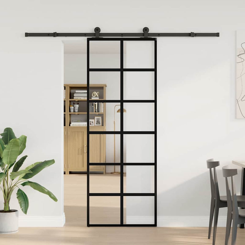Load image into Gallery viewer, Vidaxl schuifdeur met beslag 76x205 cm esg-glas en aluminium
