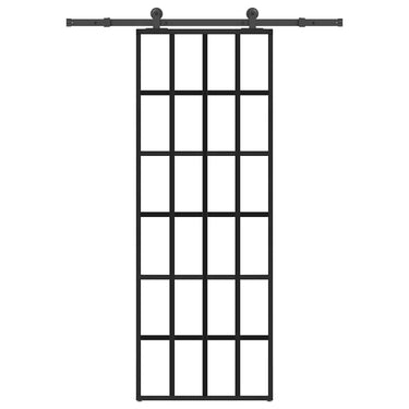 Vidaxl schuifdeur met beslag 76x205 cm esg-glas en aluminium