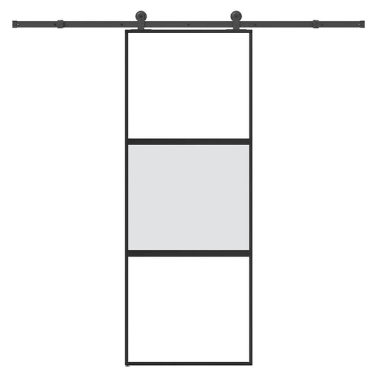 Vidaxl schuifdeur met beslag 76x205 cm gehard glas en aluminium