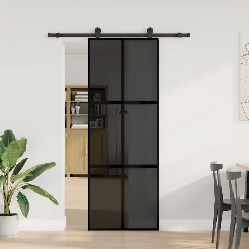Load image into Gallery viewer, Vidaxl schuifdeur met beslag 76x205 cm gehard glas en aluminium
