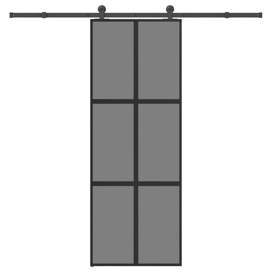 Vidaxl schuifdeur met beslag 76x205 cm gehard glas en aluminium