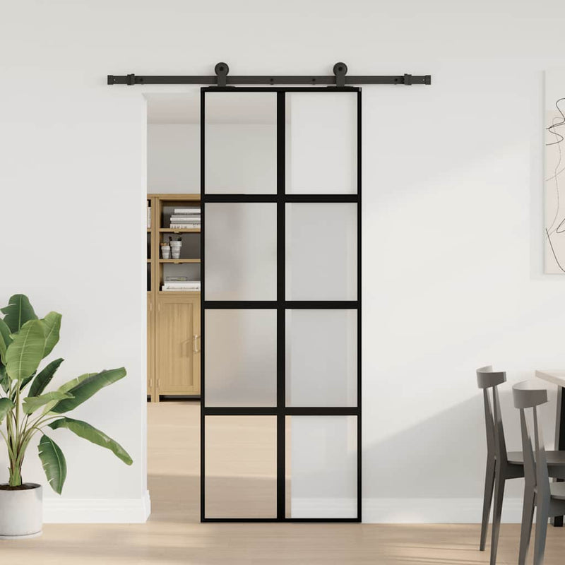 Load image into Gallery viewer, Vidaxl schuifdeur met beslag 76x205 cm gehard glas en aluminium
