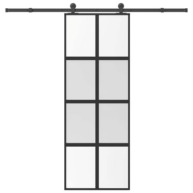 Vidaxl schuifdeur met beslag 76x205 cm gehard glas en aluminium