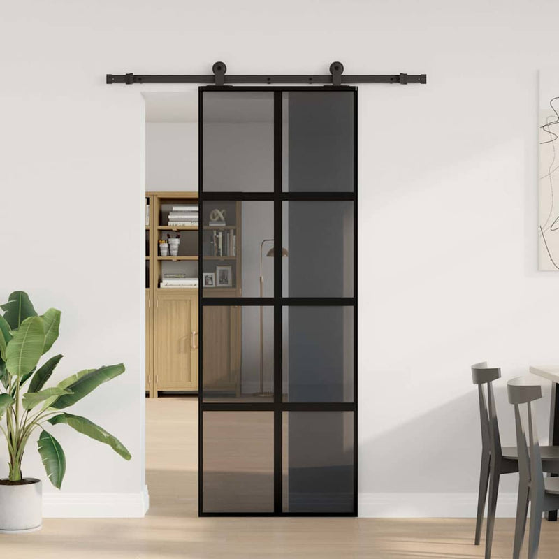 Load image into Gallery viewer, Vidaxl schuifdeur met beslag 76x205 cm gehard glas en aluminium

