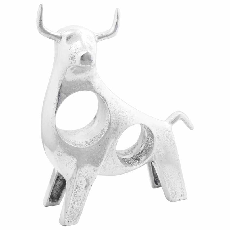 Load image into Gallery viewer, Vidaxl stierensculptuur zilver 22 x 9.5 x 34 cm aluminium
