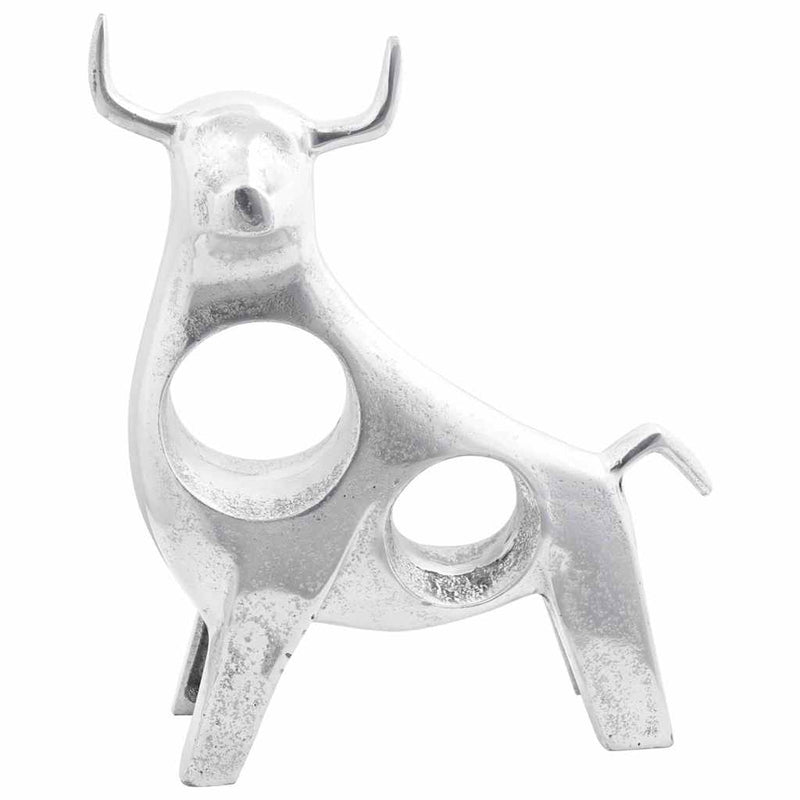 Load image into Gallery viewer, Vidaxl stierensculptuur zilver 22 x 9.5 x 34 cm aluminium
