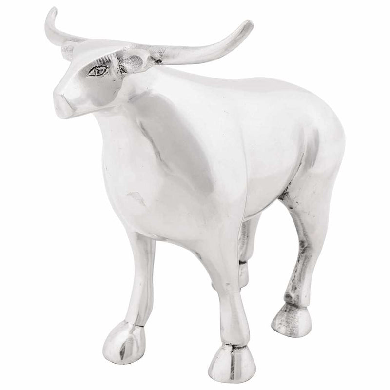 Load image into Gallery viewer, Vidaxl stierensculptuur zilver 20 x 17 x 23 cm aluminium
