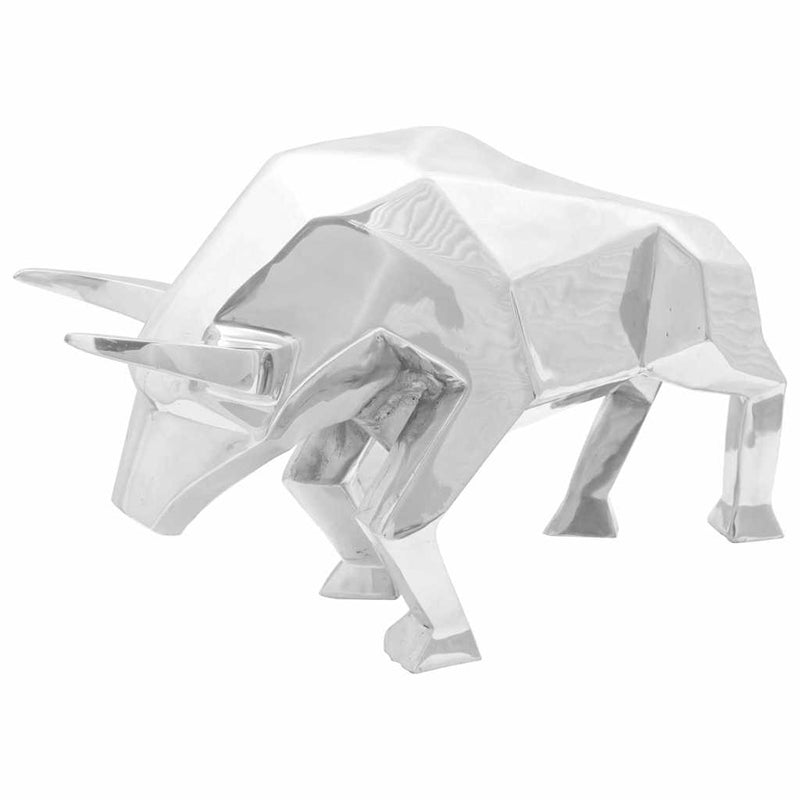Load image into Gallery viewer, Vidaxl stierensculptuur zilver 74 x 23 x 39 cm aluminium
