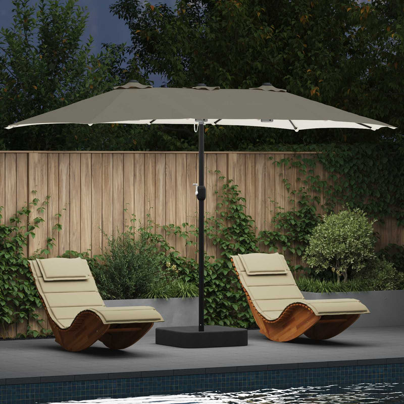 Load image into Gallery viewer, Vidaxl tuinparasol zand en antraciet 385 x 209 x 244 cm polyester
