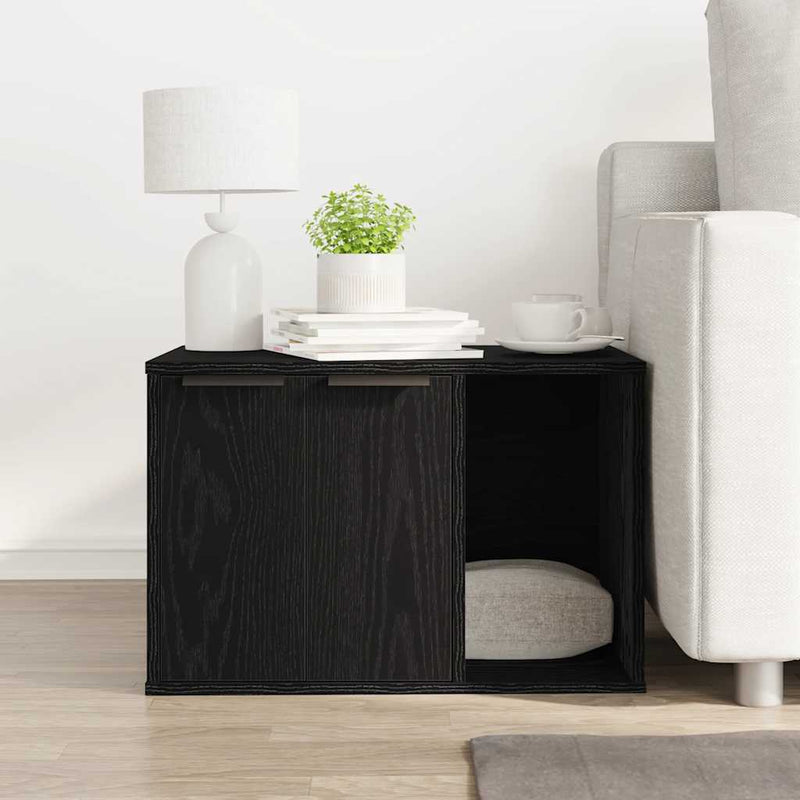 Load image into Gallery viewer, Vidaxl kattenbakomheining zwart eiken 60x40x40 cm bewerkt hout
