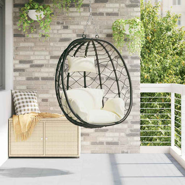 Vidaxl hangende ei-stoel crèmewit 91,5 x 60 x 110 cm poly rattan