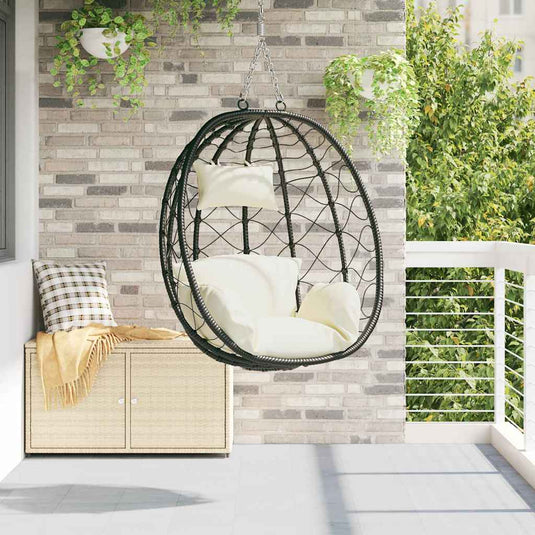 Vidaxl hangende ei-stoel crèmewit 91,5 x 60 x 110 cm poly rattan
