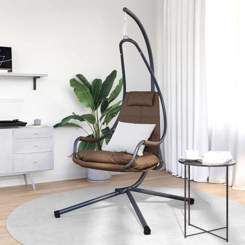 Load image into Gallery viewer, Vidaxl hangende ei-stoel koffiebruin 94 x 107 x 196,5 cm staal
