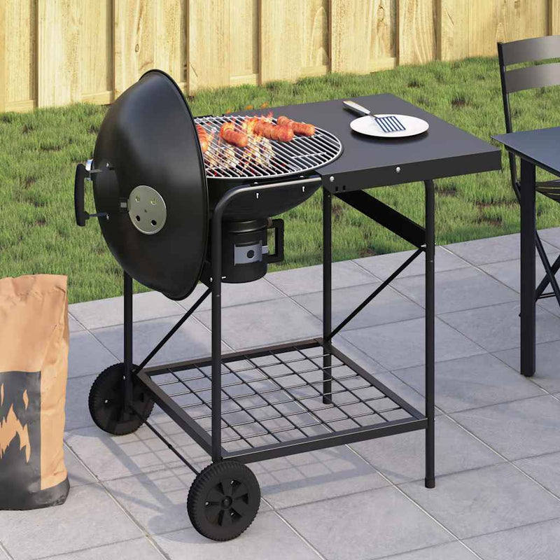Load image into Gallery viewer, Vidaxl buiten grill met wiel zwart 91 x 71 x 107 cm metaal
