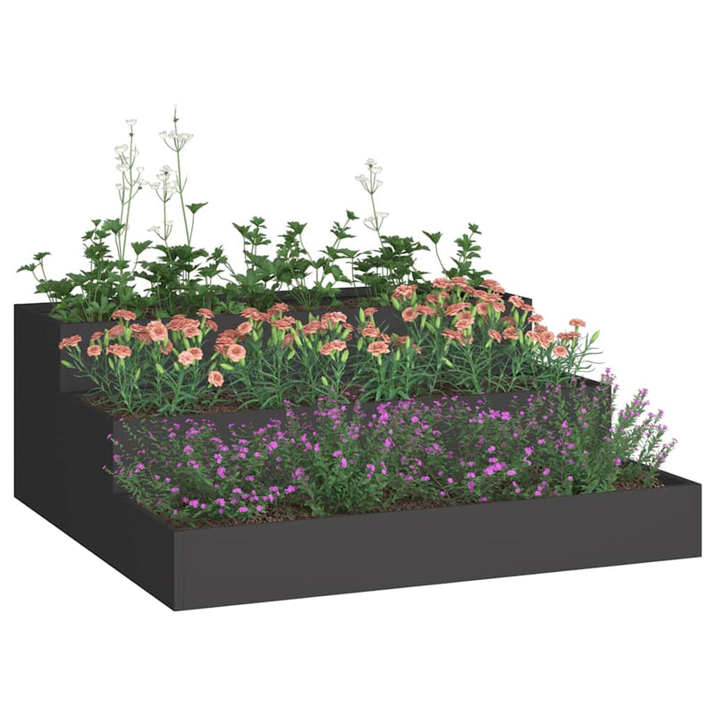 Load image into Gallery viewer, Vidaxl tuin bloempot zwart 90 x 90 x 35 cm koudgewalst staal
