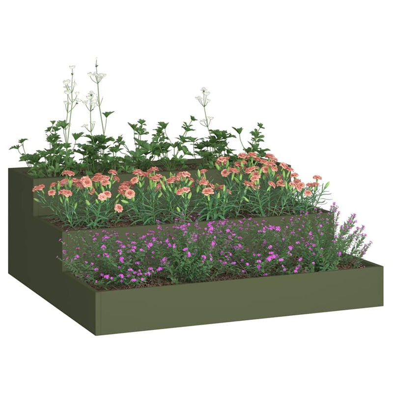 Load image into Gallery viewer, Vidaxl tuin bloempot olijf groen 90 x 90 x 35 cm koudgewalst staal

