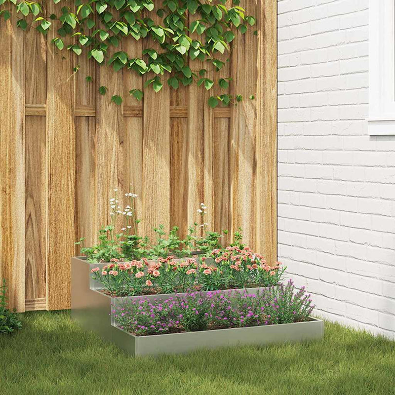 Load image into Gallery viewer, Vidaxl tuin bloempot zilver 90 x 90 x 35 cm gegalvaniseerd staal
