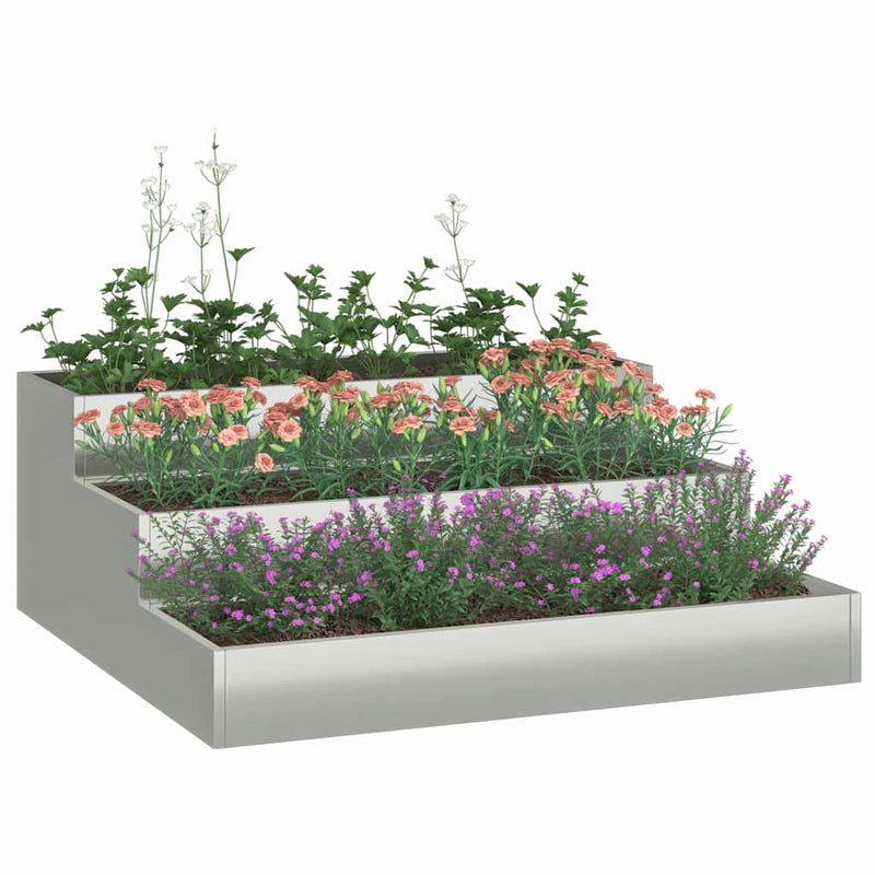 Load image into Gallery viewer, Vidaxl tuin bloempot zilver 90 x 90 x 35 cm gegalvaniseerd staal
