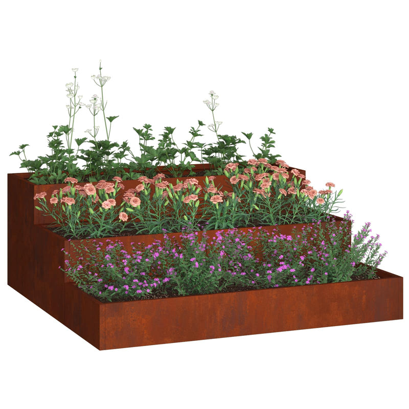 Load image into Gallery viewer, Vidaxl tuin bloempot roestig 90 x 90 x 35 cm cortenstaal
