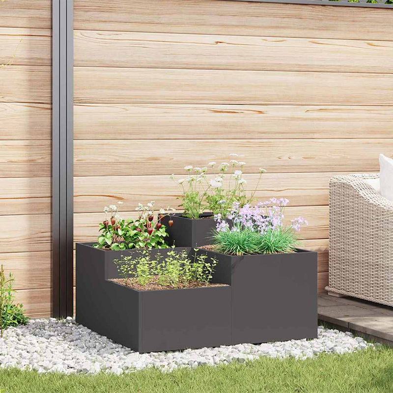 Load image into Gallery viewer, Vidaxl tuin bloempot zwart 80 x 80 x 48 cm staal
