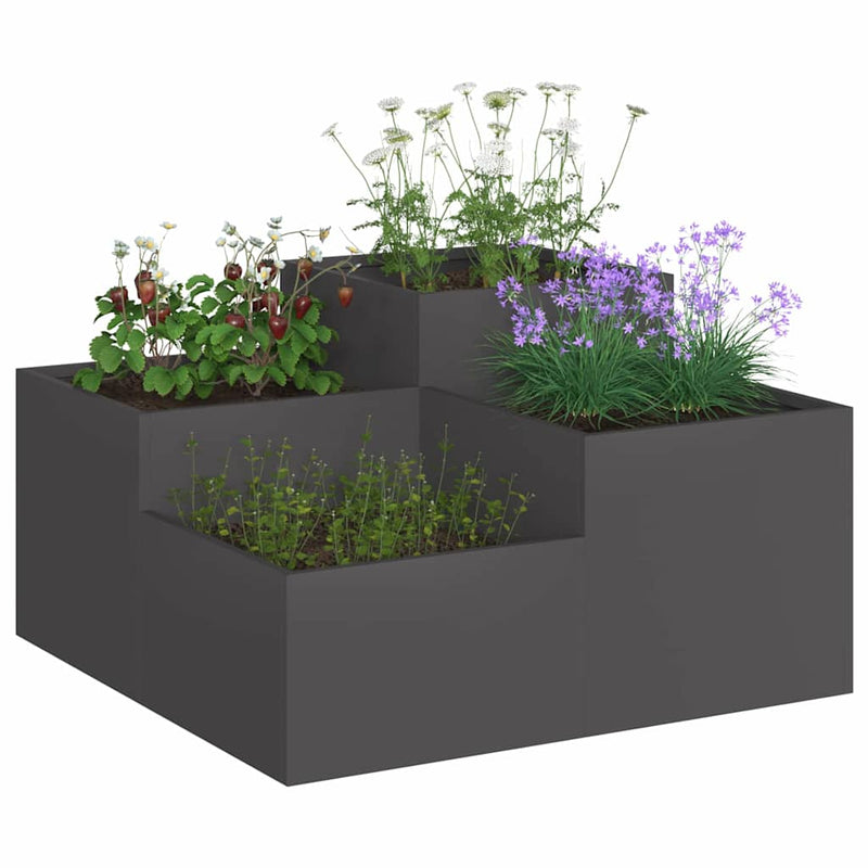 Load image into Gallery viewer, Vidaxl tuin bloempot zwart 80 x 80 x 48 cm staal
