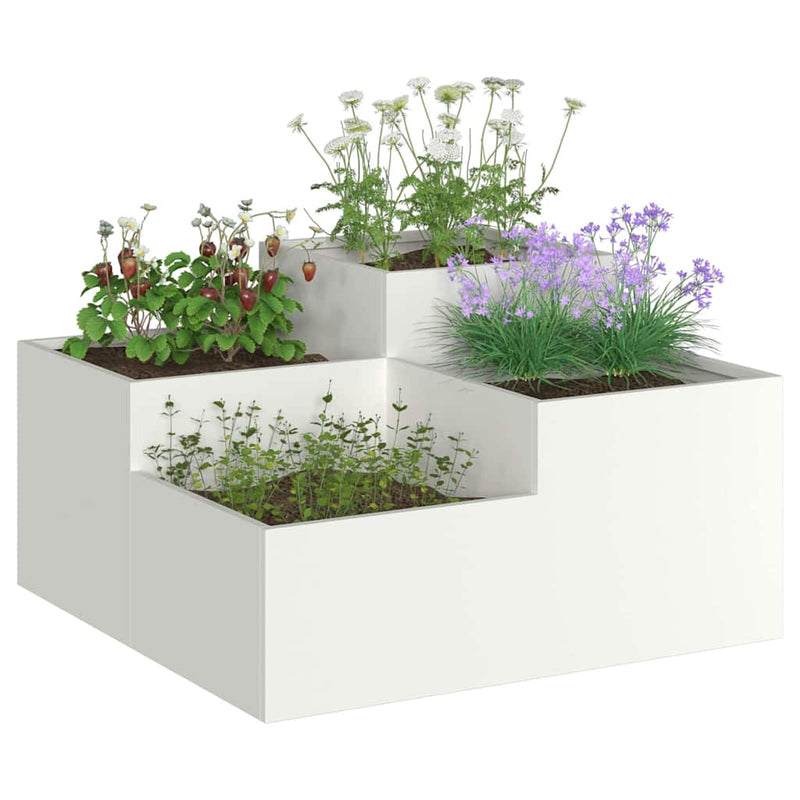 Load image into Gallery viewer, Vidaxl tuin bloempot wit 80 x 80 x 48 cm staal
