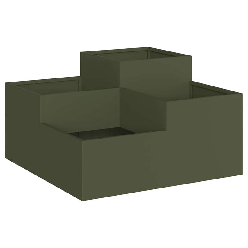 Load image into Gallery viewer, Vidaxl tuin bloempot olijfgroen 100 x 100 x 48 cm staal
