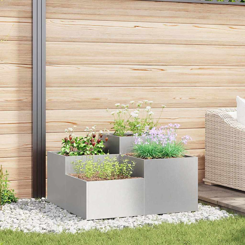 Load image into Gallery viewer, Vidaxl tuin bloempot zilver 100 x 100 x 48 cm roestvrij staal

