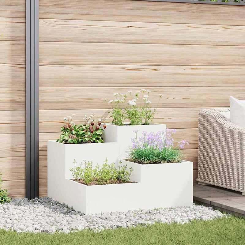 Load image into Gallery viewer, Vidaxl tuin bloempot wit 80 x 80 x 60 cm staal

