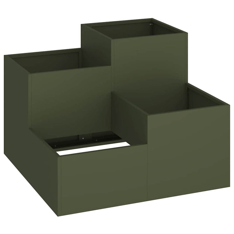 Load image into Gallery viewer, Vidaxl tuin bloempot olijfgroen 80 x 80 x 60 cm staal
