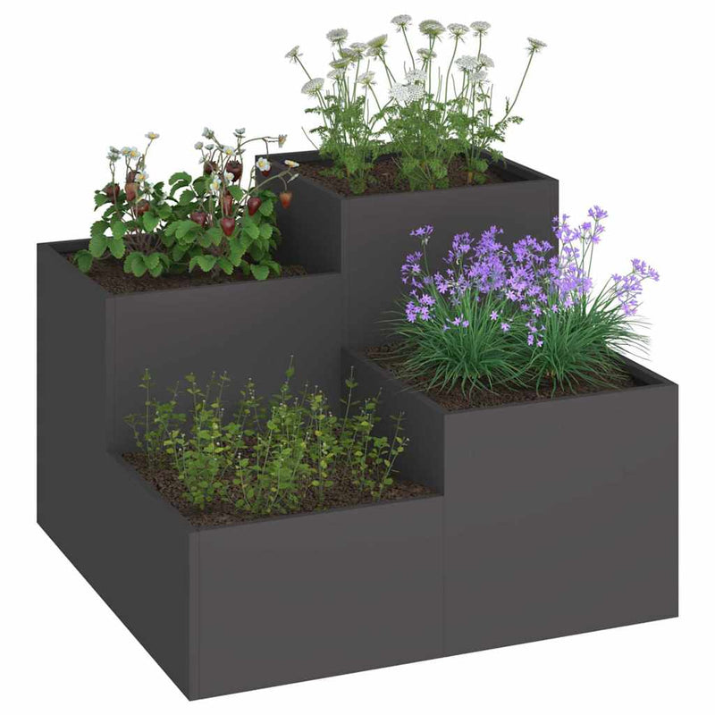 Load image into Gallery viewer, Vidaxl tuin bloempot zwart 100 x 100 x 60 cm staal
