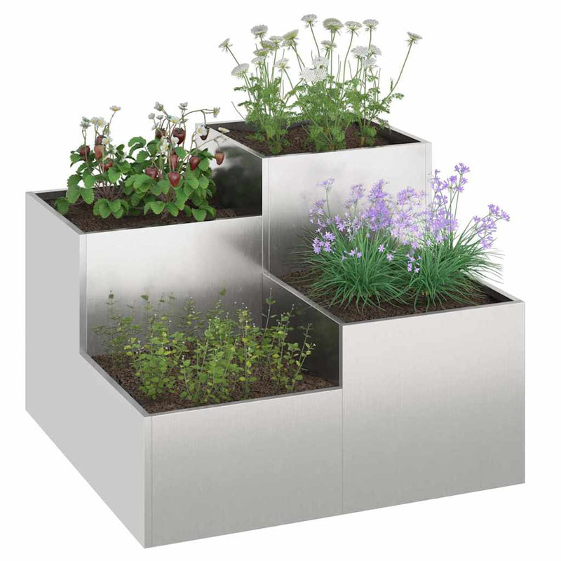 Load image into Gallery viewer, Vidaxl tuin bloempot zilver 100 x 100 x 60 cm roestvrij staal
