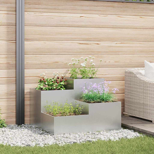 Vidaxl tuin bloempot zilver 100 x 100 x 60 cm gegalvaniseerd staal