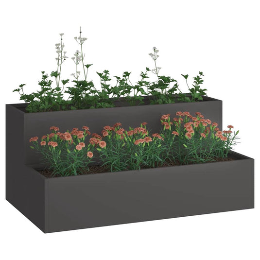 Vidaxl tuin bloempot zwart 100 x 60 x 45 cm koudgewalst staal