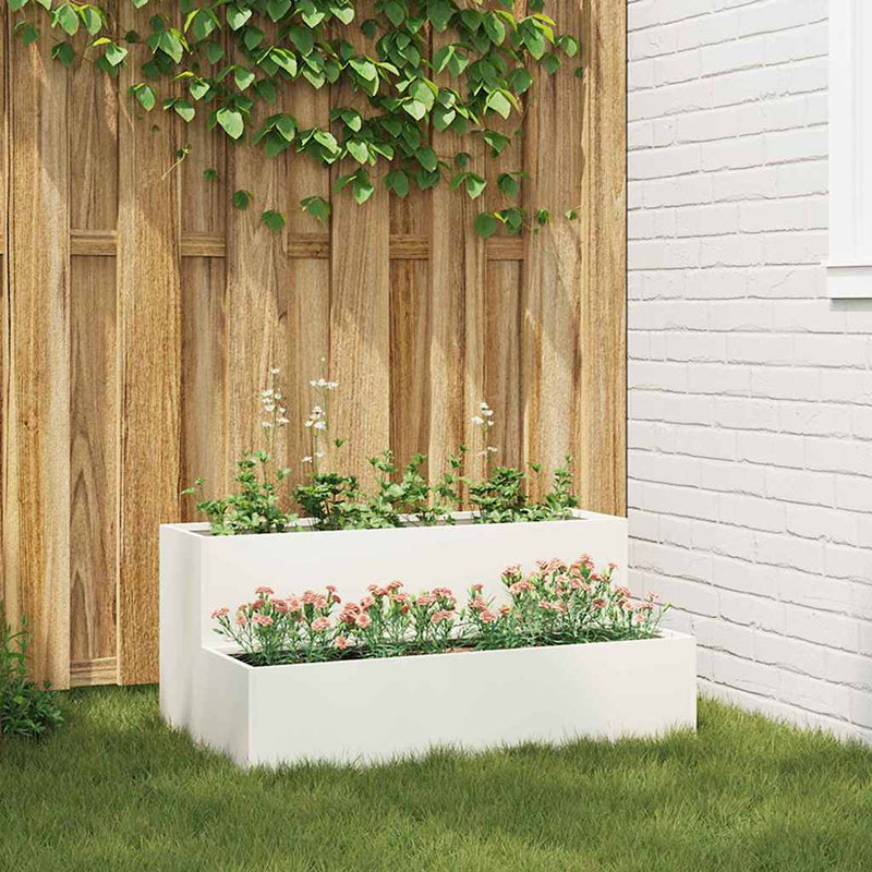 Load image into Gallery viewer, Vidaxl tuin bloempot wit 100 x 60 x 45 cm koudgewalst staal
