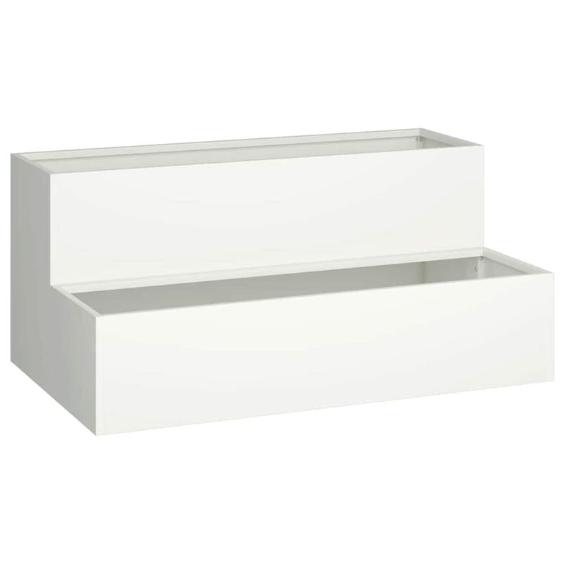 Load image into Gallery viewer, Vidaxl tuin bloempot wit 100 x 60 x 45 cm koudgewalst staal
